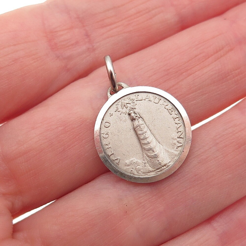 800 Silver Vintage Italy Our Lady of Loreto Mini Charm Pendant